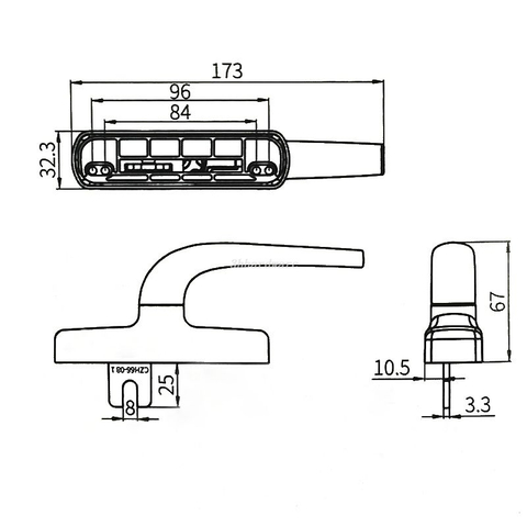 Manija de ventana de aluminio CZH66