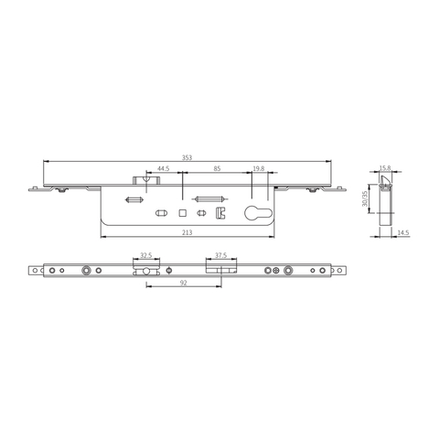 Cuerpo de cerradura de puerta sólida personalizado de acero inoxidable P8535/P8530