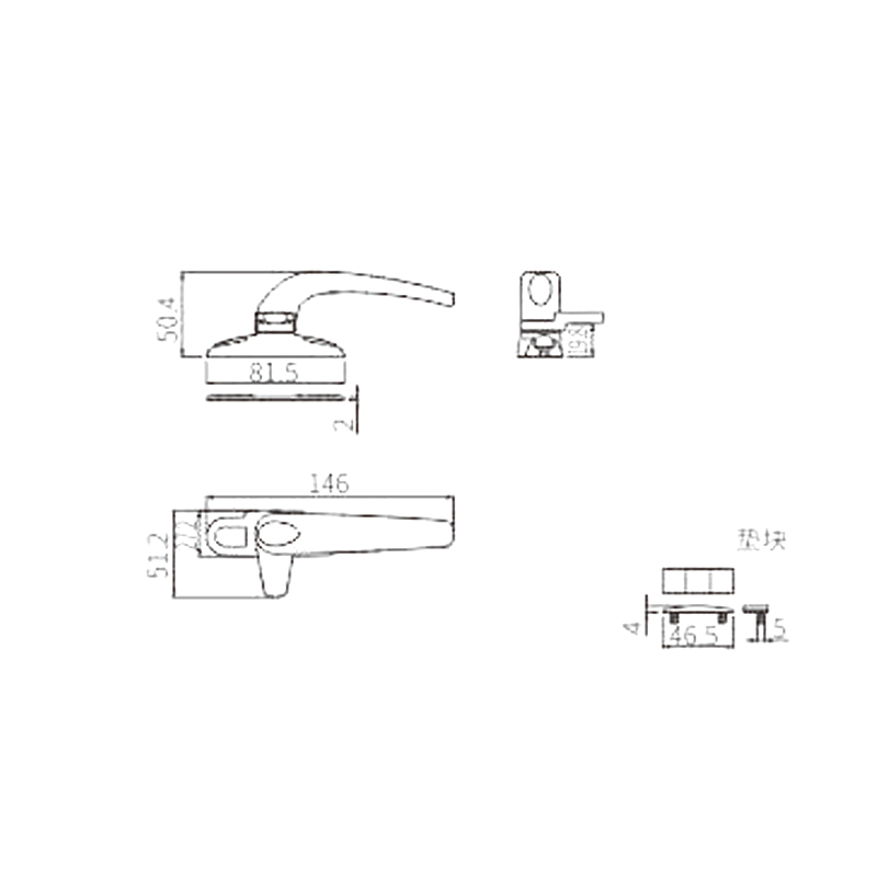 Manija de bloqueo de leva UPVC PZY04R/L