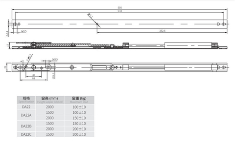 Producto de venta caliente limitador neumático para ventana superior DA22