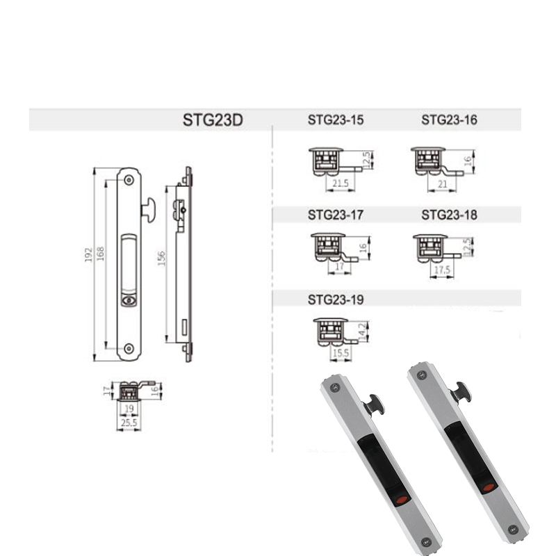 Accesorios de hardware de cerradura de pestillo de puerta corredera para ventana y puerta corredera STG23 