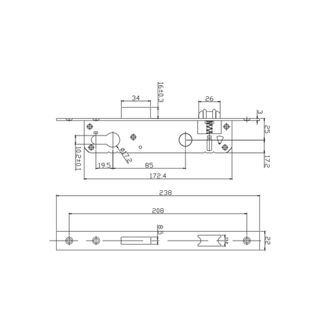 Cuerpo de cerradura de puerta 2585C-3SS/3585C-3SS