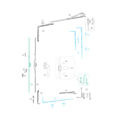 Sistema de hardware oscilobatiente de alta calidad para UPVC Windows PXS01