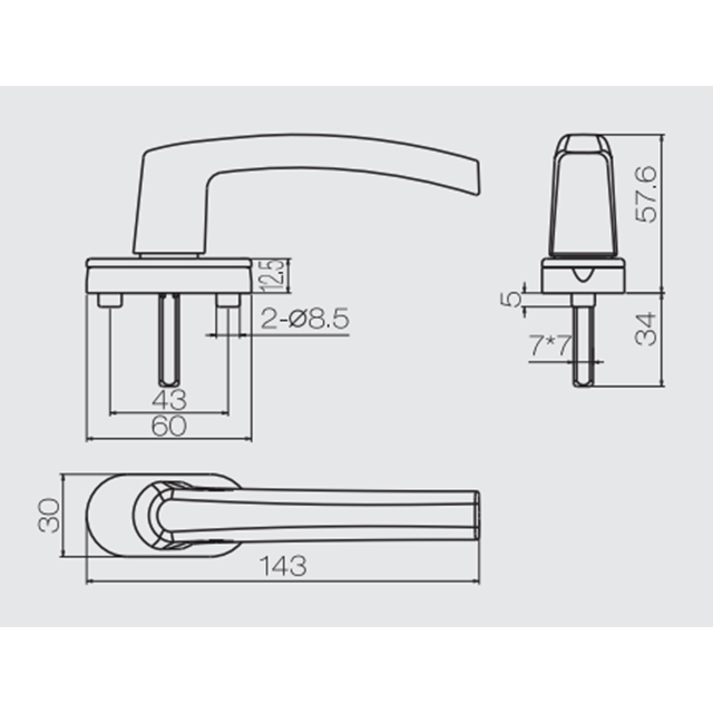 Manija de ventana abatible CZ23A