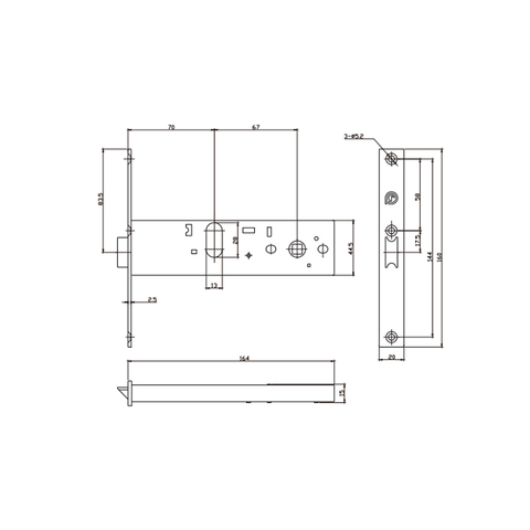 Cuerpo de cerradura de puerta 13666