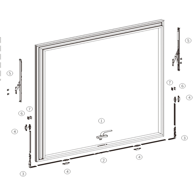 Accesorios de hardware del sistema de ventana colgante superior con bloqueo automático de muro cortina a precio de fábrica