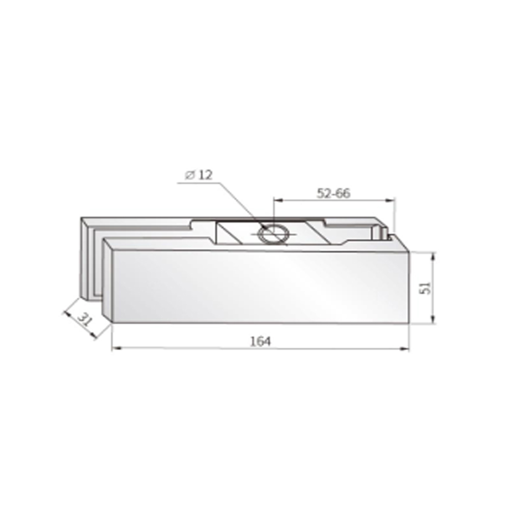 Parche superior para puerta de vidrio de acero inoxidable PF-20