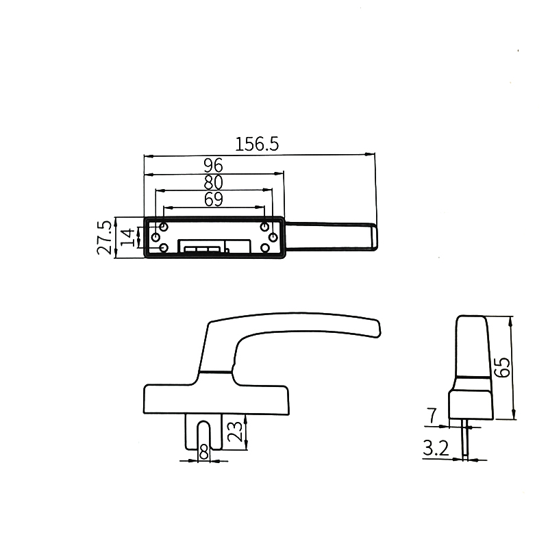 Manija de ventana de aluminio CZH33