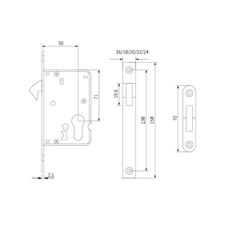 Cuerpo de cerradura de puerta de casa personalizado de acero inoxidable serie 50