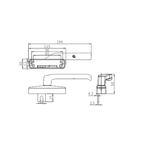 Manija de ventana abatible CZH23GR/L