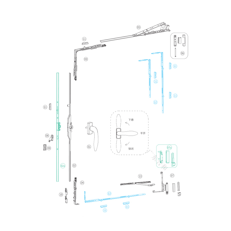 Sistema de hardware oscilobatiente de alta calidad para UPVC Windows PXS02