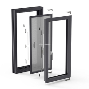Sistema de ventana de oscilación integrada de pantalla exterior de vidrio interno