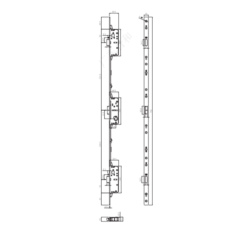 Cuerpo de cerradura de puerta abatible personalizado de acero inoxidable P0725-TY