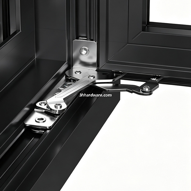 Sistema de ventana de oscilación integrada de pantalla exterior de vidrio interno